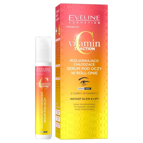 EVELINE Vitamin C 3xAction Rozjaśniająco - Chłodzące Serum pod oczy w roll-onie 15ml
