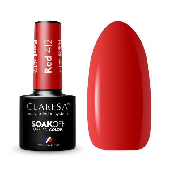 CLARESA Lakier hybrydowy do paznokci RED - 412  5g