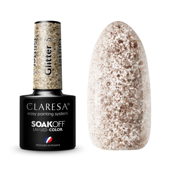 CLARESA Lakier hybrydowy do paznokci GLITTER - 3  5g