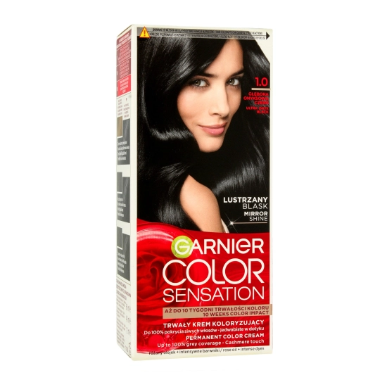 Garnier Color Sensation Krem koloryzujący 1.0 Onyx Black- Głęboka onyksowa czerń  1op.