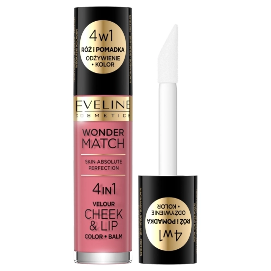 Eveline Wonder Match Róż i Pomadka w płynie 4w1 nr 04  4.5ml