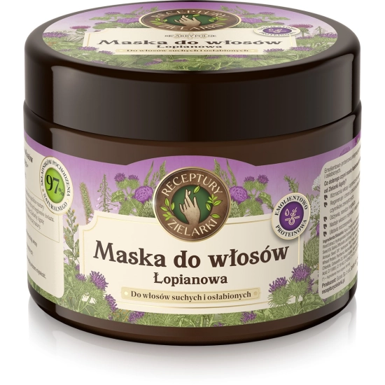 RECEPTURY ZIELARKI Skarby Polne Maska łopianowa do włosów suchych i osłabionych 300ml