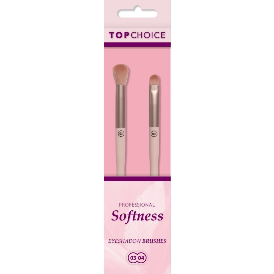TOP CHOICE Professional Pędzelki Softness nr 03 i 04 - do cieni,rozświetlacza,korektora (30048) 1op.-2szt