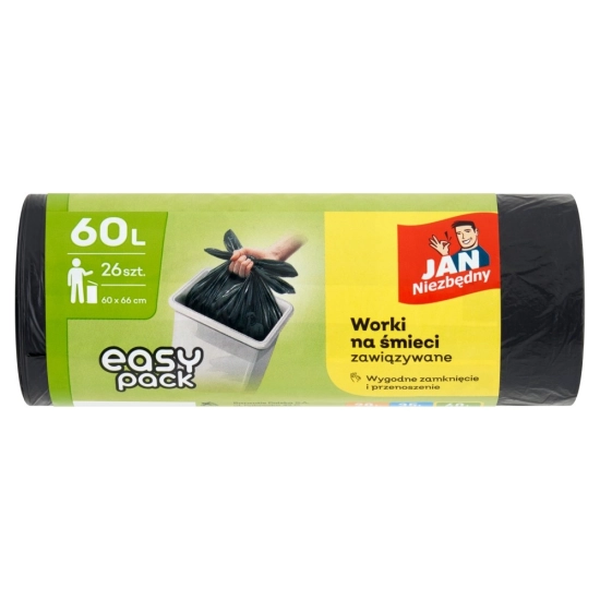 JAN NIEZBĘDNY Worki na śmieci zawiązywane - easy pack 60L 1op.-26szt