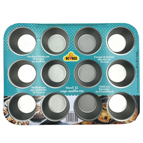 KUKI Forma stalowa na 12 muffinek+35 foremek
