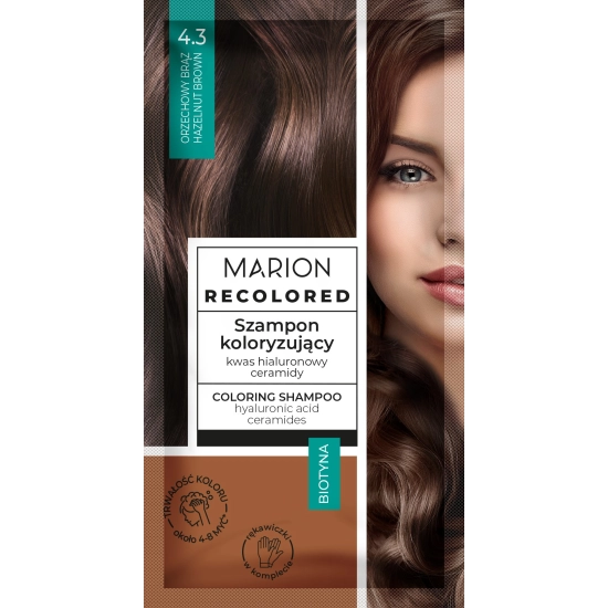 MARION Recolored Szampon koloryzujący nr 4.3 Orzechowy Brąz (4-8 myć) 35ml.