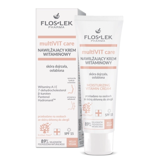 FLOSLEK PHARMA MultiVIT Care Nawilżający Krem witaminowy SPF15 na dzień - skóra dojrzała,osłabiona  50ml