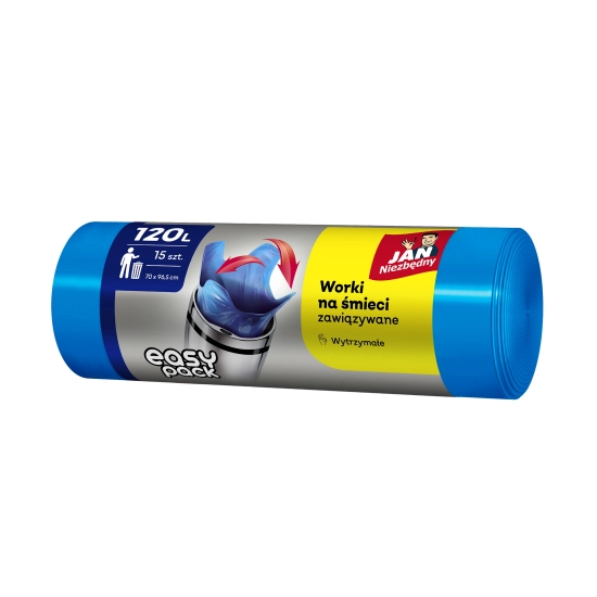 JAN NIEZBĘDNY Worki na śmieci HD Easy Pack - niebieskie 120L - 15szt