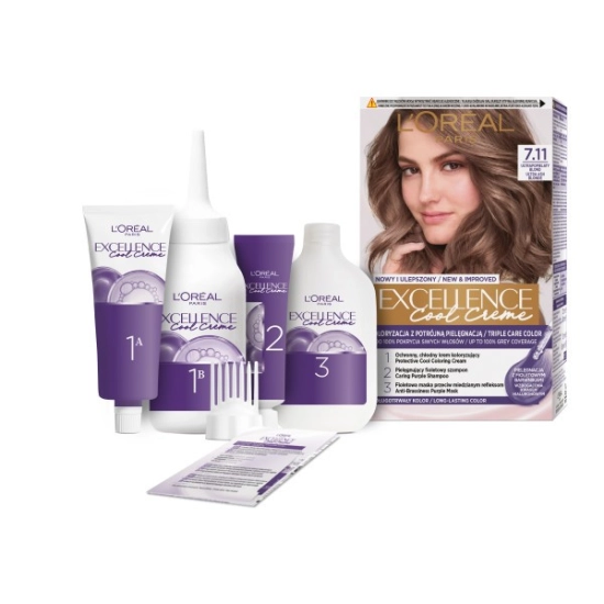 LOREAL Excellence Creme Farba do włosów 7.11 Ultrapopielaty blond