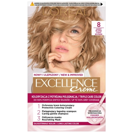 LOREAL Excellence Creme Farba do włosów  8.0 Jasny blond