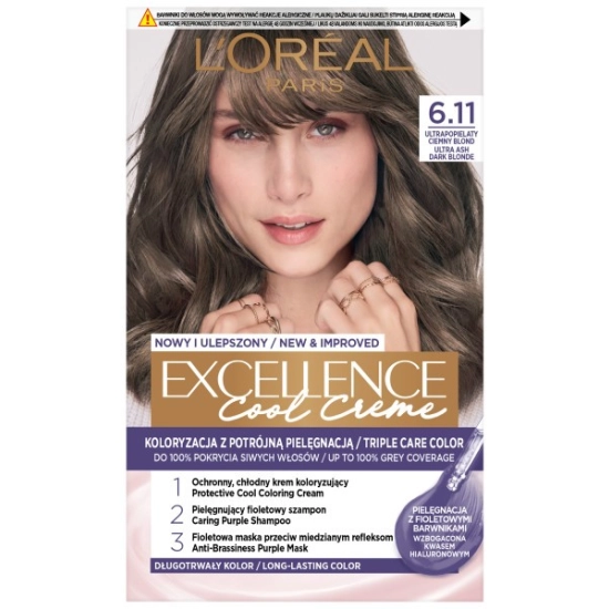LOREAL Excellence Creme Farba do włosów  6.11 Ultrapopielaty ciemny blond