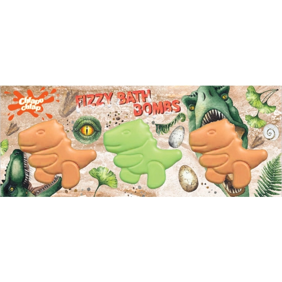 CHLAPU CHLAP Musująca kula do kąpieli - dinozaury 3 x 70 g