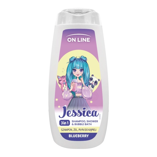 ON LINE KIDS Jessica 3w1 Szampon, żel, płyn do kąpieli - Blueberry 400 ml