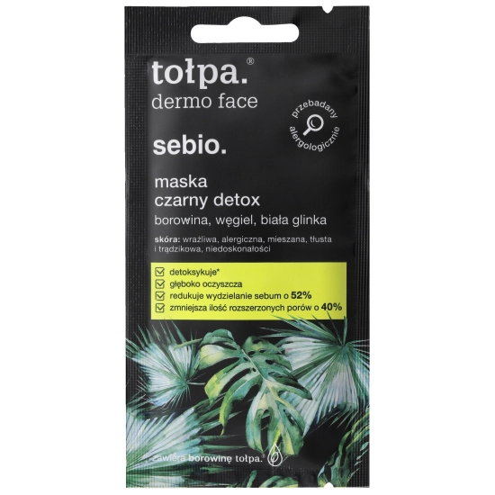 TOŁPA Dermo Face Sebio Maska do twarzy - Czarny Detox  8 ml (saszetka)