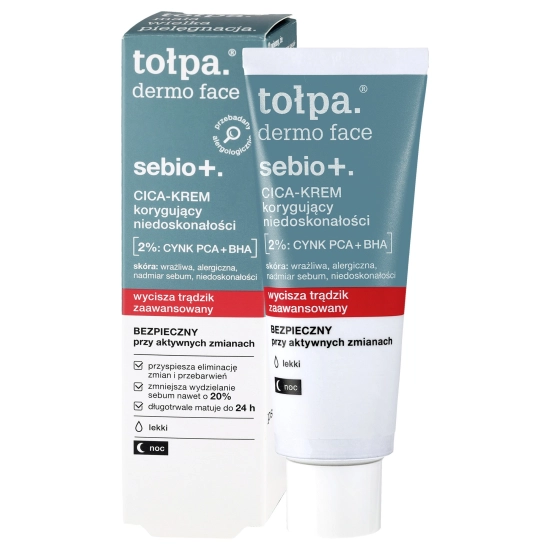 TOŁPA Dermo Face Sebio+ Lekki CICA-Krem korygujący niedoskonałości na noc 40 ml