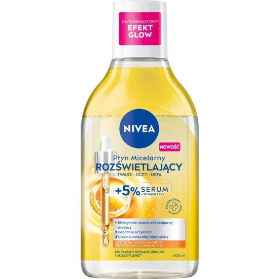 NIVEA Płyn micelarny rozświetlający twarz-oczy-usta + 5% serum  400ml