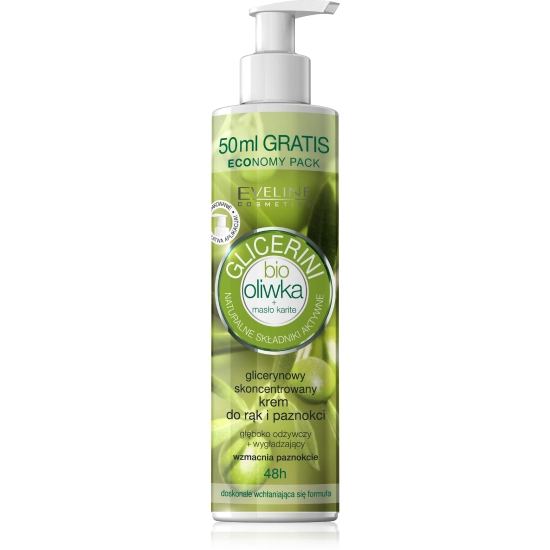 EVELINE Bio Oliwka Glicerynowy skoncentrowany krem do rąk i paznokci 245 ml