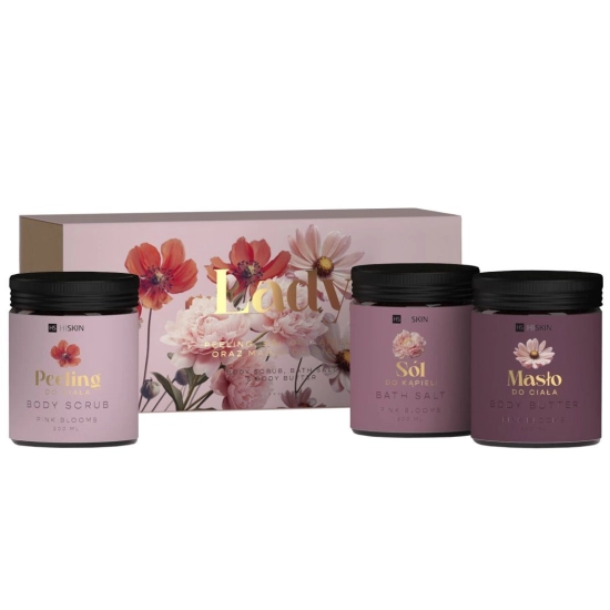HISKIN Pink Blooms Zestaw do pielęgnacji ciała Lady (peeling,masło,sól)