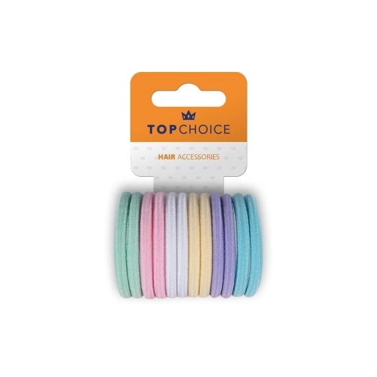 TOP CHOICE Gumki do włosów 12 sztuk - mix kolorów pastelowych