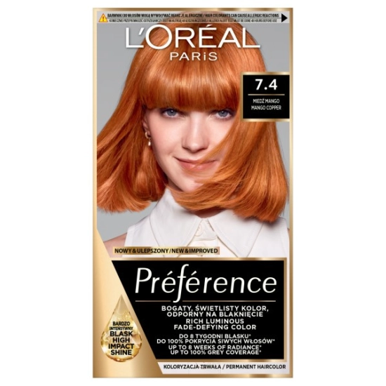 Loreal Preference Recital Farba do włosów 7.4  Miedź  Mango