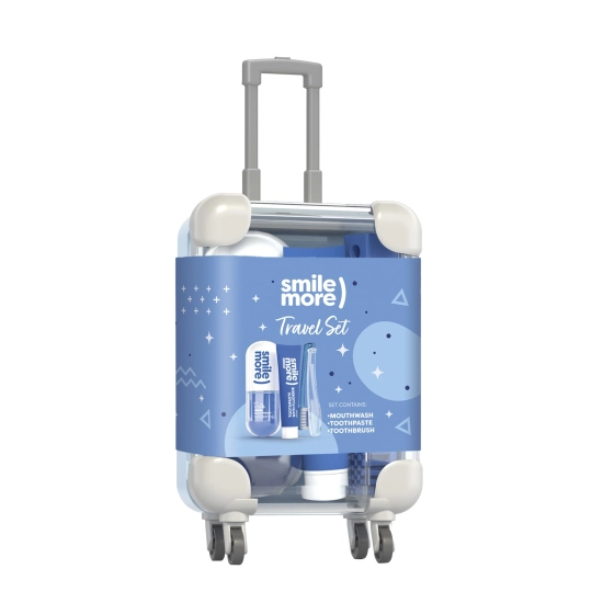 HISKIN Travel Size Zestaw DENTAL - pasta do zębów + płyn do płukania + składana szczoteczka