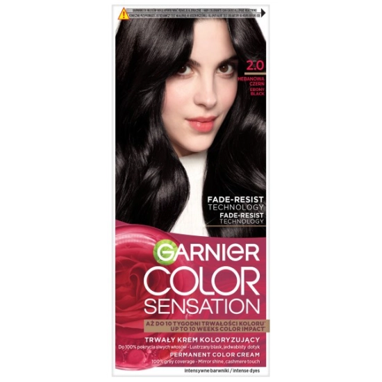 GARNIER Color Sensation Krem koloryzujący nr 2.0 - Hebanowa Czerń 1op.