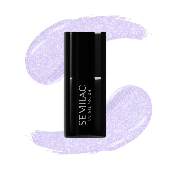 SEMILAC 499 Violet Vibes Lakier Hybrydowy do paznokci 7ml z drobinką