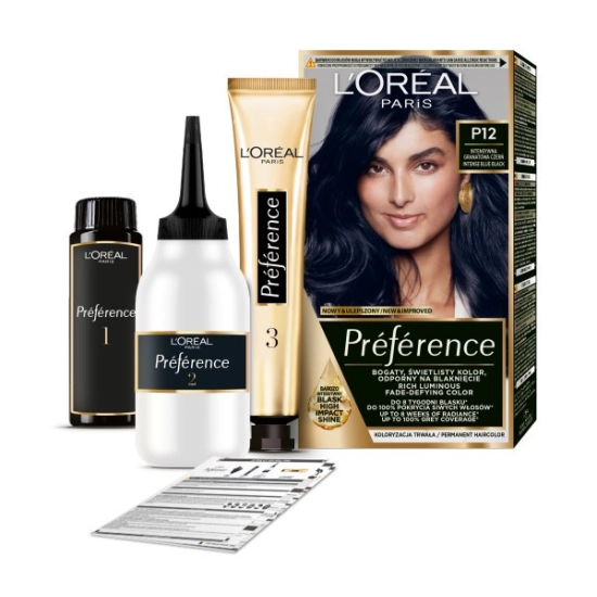 LOREAL Preference Farba do włosów nr P12 - Intensywna Granatowa Czerń  1op.