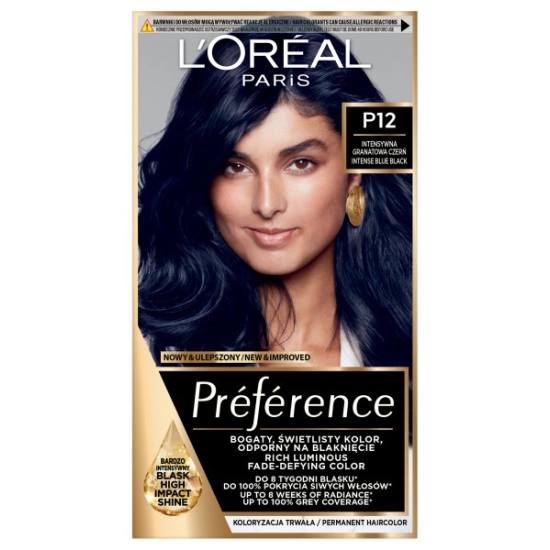 LOREAL Preference Farba do włosów nr P12 - Intensywna Granatowa Czerń  1op.