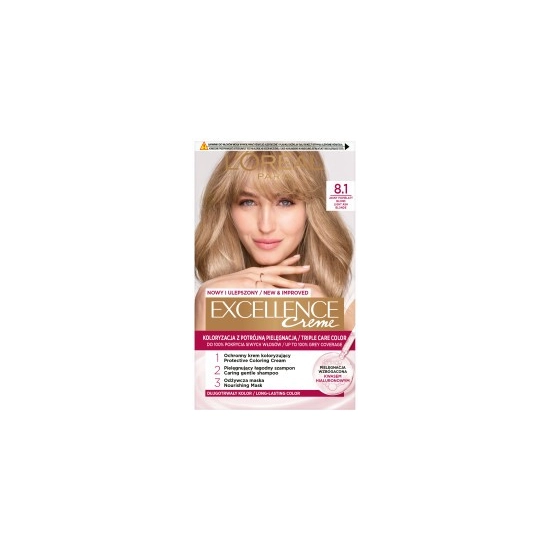 LOREAL Excellence Creme Farba do włosów 8.1 Jasny popielaty blond