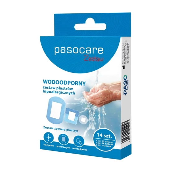 PASOCARE Plastry hipoalergiczne - zestaw wodoodporny 1op.-14szt