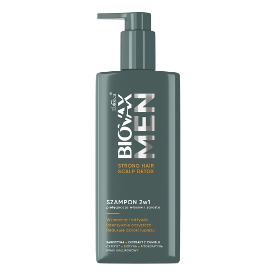 L'BIOTICA Biovax Men Szampon 2w1 do pielęgnacji włosów i zarostu - Detox 200 ml
