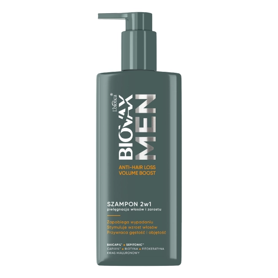 L'BIOTICA Biovax Men Szampon 2w1 do pielęgnacji włosów i zarostu - Volume Boost 200 ml