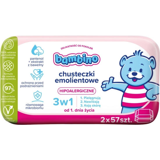 NIVEA BAMBINO CHUSTECZKI EMOLIENTOWE HIPERALERGICZNE 2X57SZT 3W1
