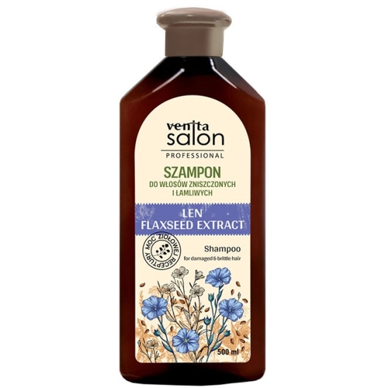 VENITA Salon Professional Szampon z Lnem do włosów zniszczonych i łamliwych 500 ml