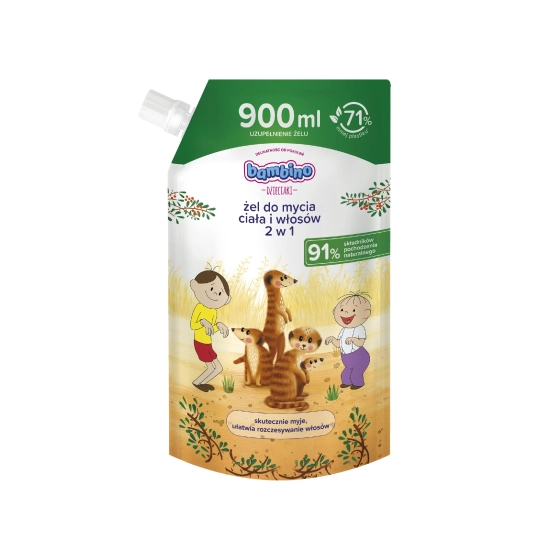 NIVEA Bambino Dzieciaki Żel do mycia ciała i włosów 2w1 Surykatki Refill 900 ml