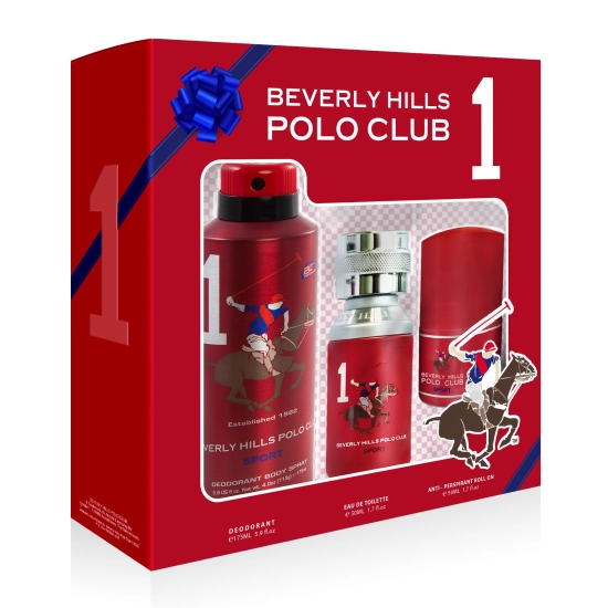 BEVERLY HILLS Polo Club Sport Nr.1 Zestaw upominkowy Woda toaletowa 50 ml + Dezodorant w sprayu 175 ml +  Antyperspirant w kulce 50 ml50 ml