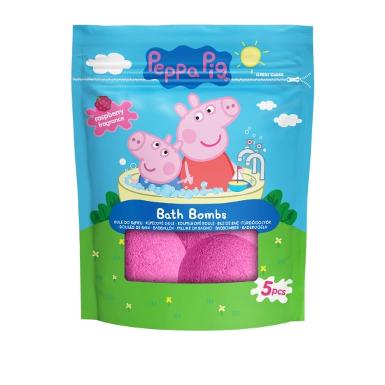 KIDS Świnka Peppa Kule do kąpieli - Raspberry (malina) 1 op.-5x50 g