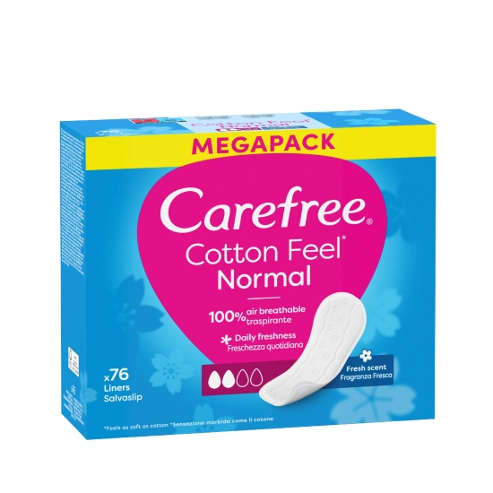 Wkładki Higieniczne Carefree Cotton Feel 76szt - Normalne, Świeży Zapach