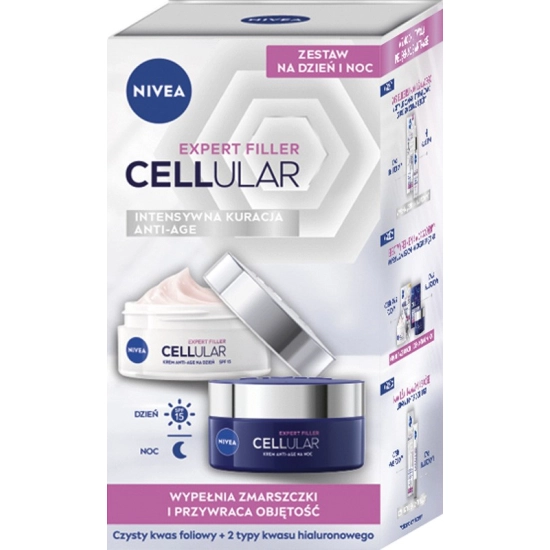 NIVEA EXPERT FILLER CELLULAR Zestaw prezentowy Intensywna kuracja Anti - Age Krem na dzień + Krem na noc