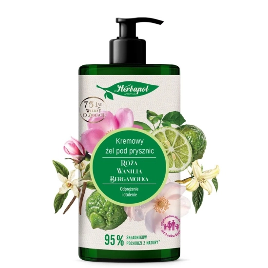 HERBAPOL ŻEL POD PRYSZNIC KREMOWY RÓŻA WANILIA BERGAMOTKA 740 ML