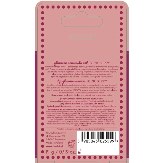 FLOSLEK Glimmer Serum do ust Blink Berry 14 g