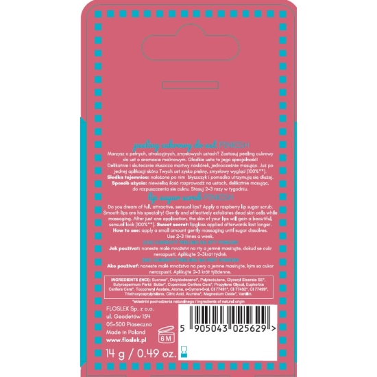 FLOSLEK Peeling cukrowy do ust Pinkish 14 g