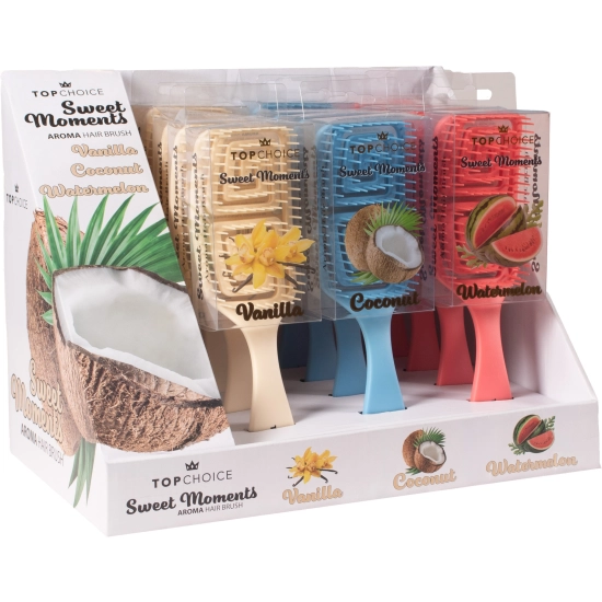 TOP CHOICE Szczotki zapachowe do czesania SWEET MOMENTS (43796) - zestaw 12 sztuk