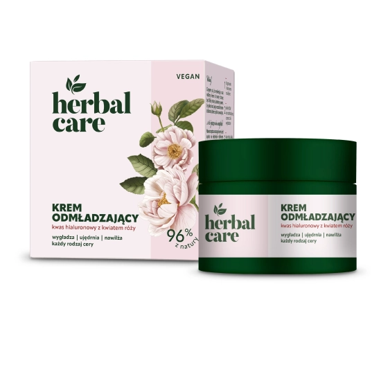 HERBAL CARE Vegan Krem odmładzający z Kwasem Hialuronowym i Kwiatem Róży dla każdej cery - na dzień i noc 50 ml