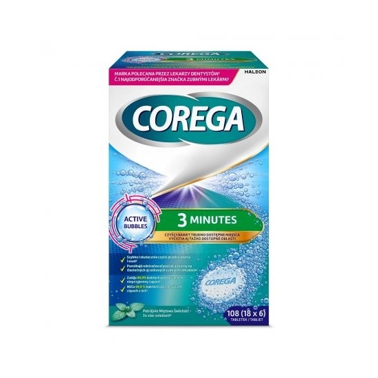 COREGA Tabs 3 minutowa tabletka czyszcząca do protez zębowych 6 sztuk