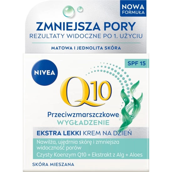 NIVEA Q10 Wygładzenie Krem przeciwzmarszczkowy ekstra lekki na dzień SPF15 50 ml