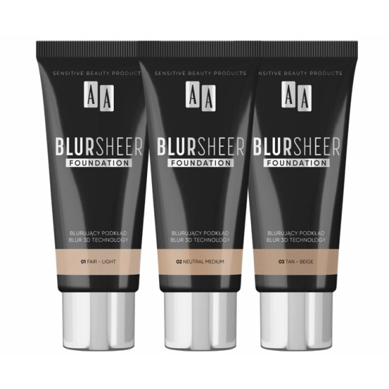 AA Blursheer Foundation Zestaw Podkłady do twarzy (9+3gratis)