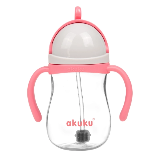 AKUKU Bidon ze słomką z odważnikiem Różowy