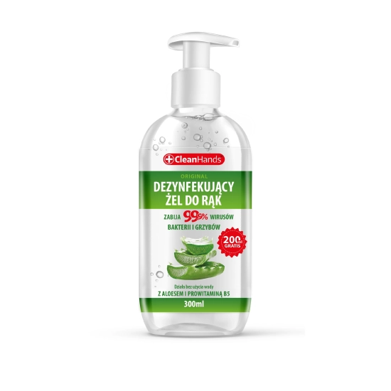 CLEANHANDS Original Antybakteryjny żel do dezynfekcji rąk z prowitaminą B5 i aloesem 300 ml
